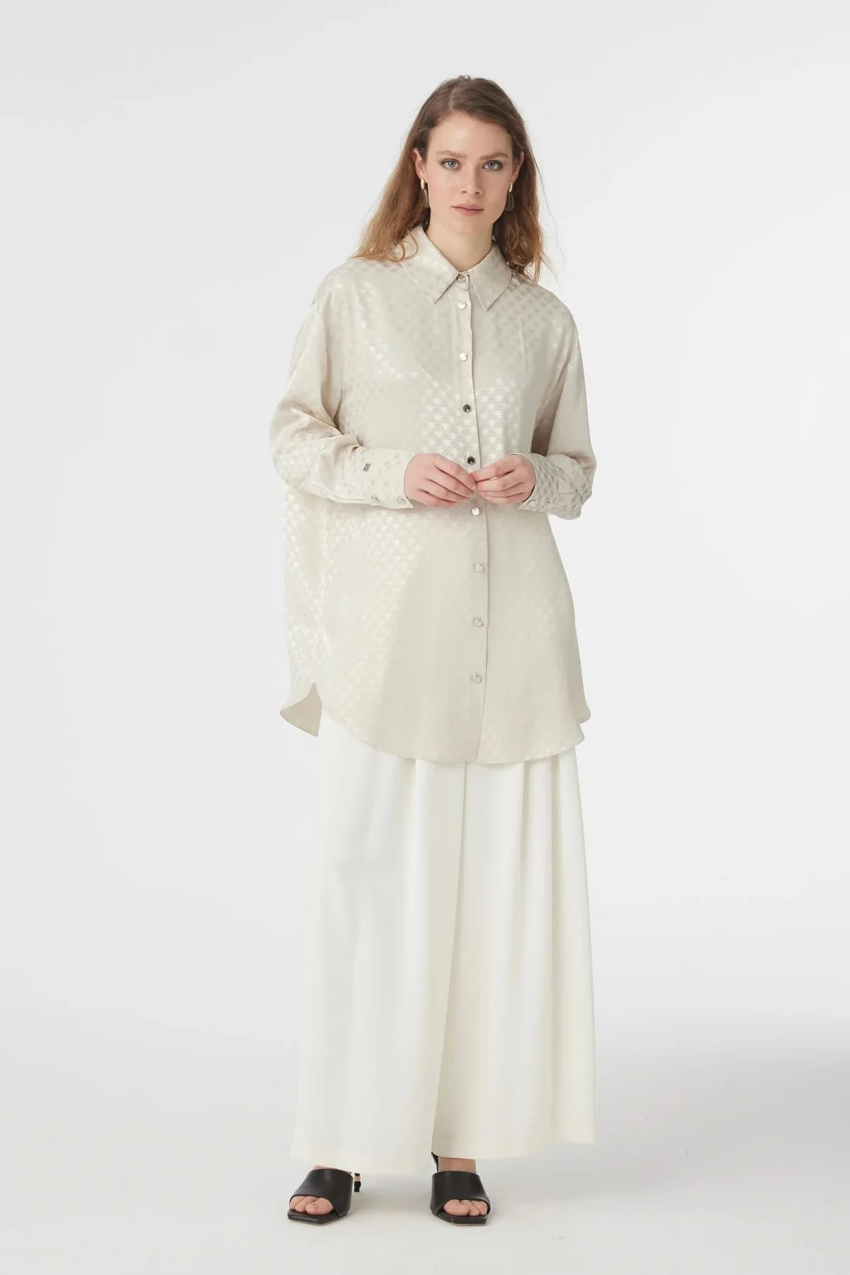 Monogram Desen Taş Gömlek 0120