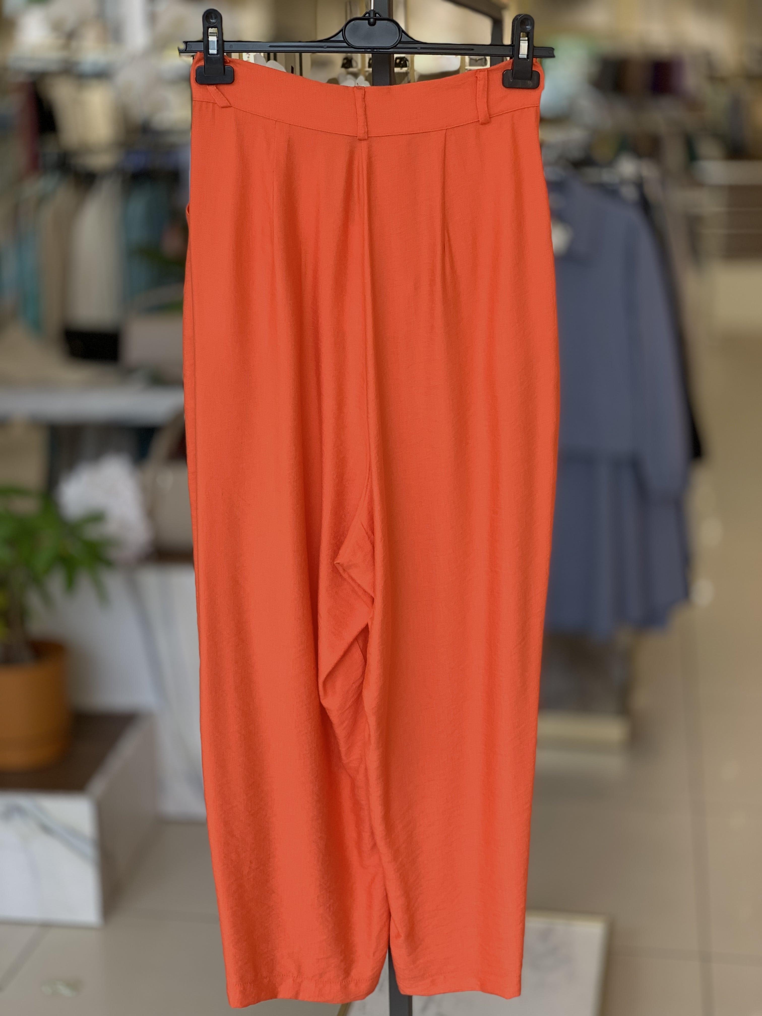 Pileli Oranj Şalvar Pantolon P-0187