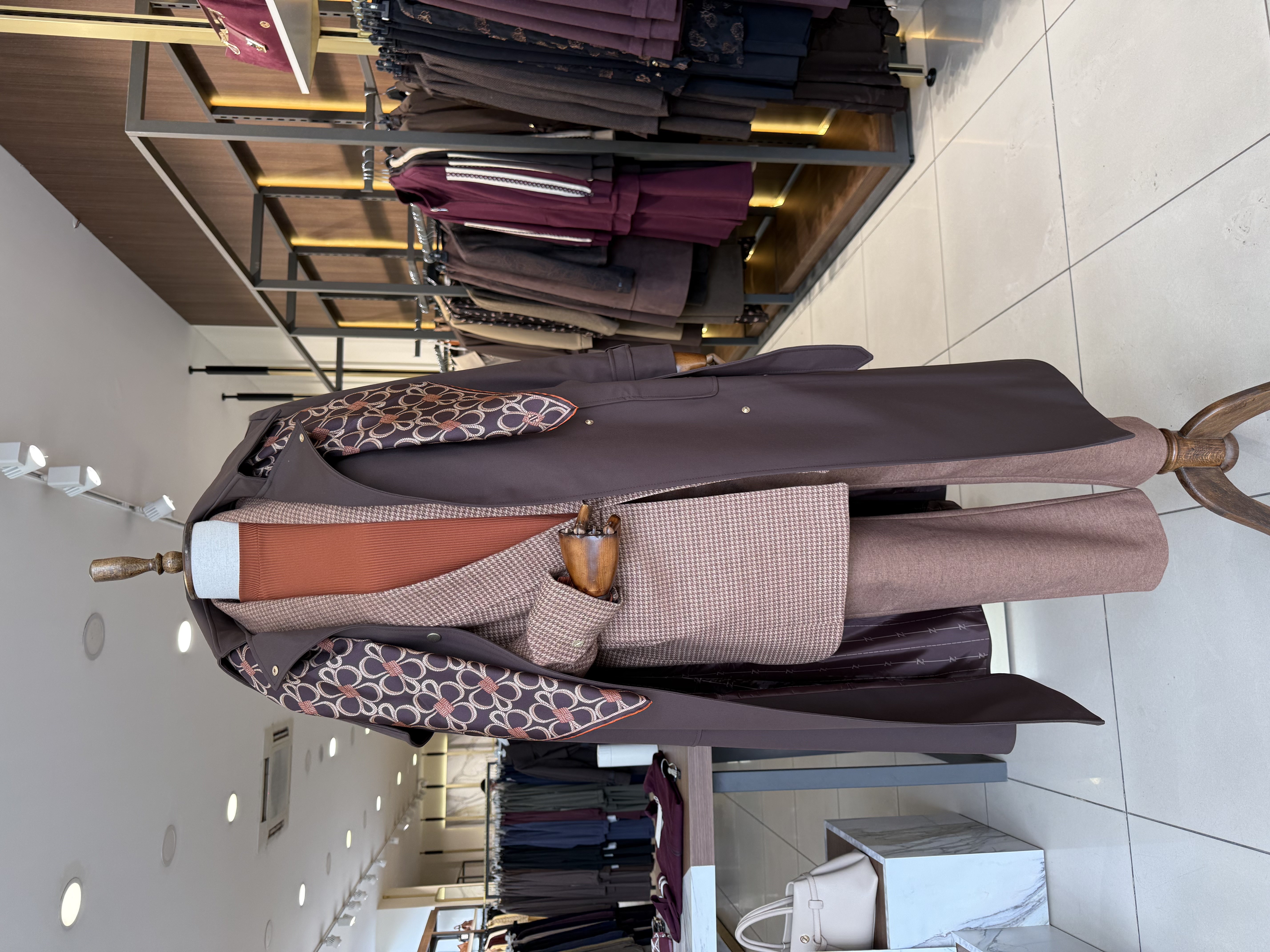 Şal Yaka Kareli Camel Takım 2063