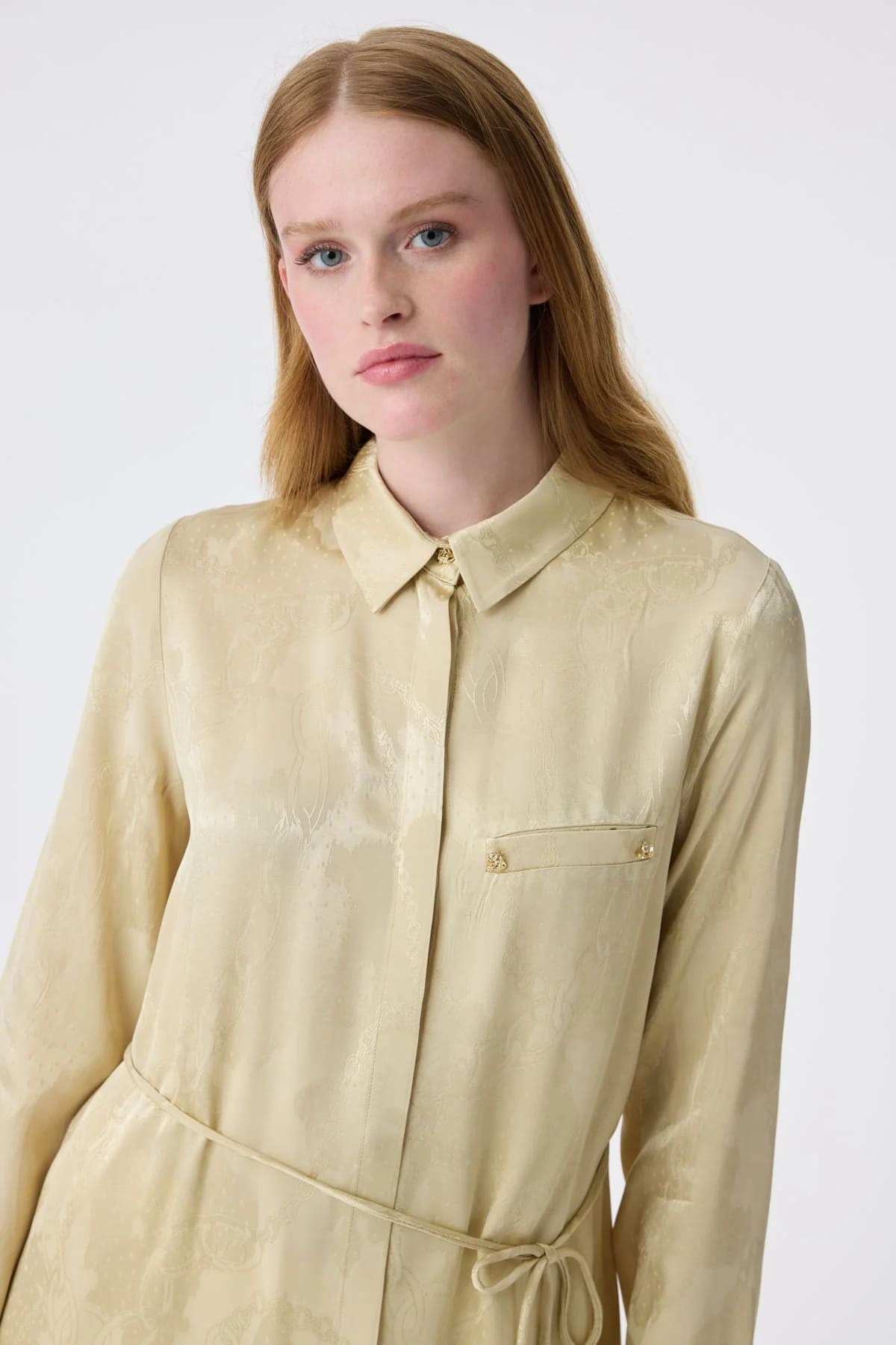 Jakarlı Bağlama Detaylı Gold Tunik 1675