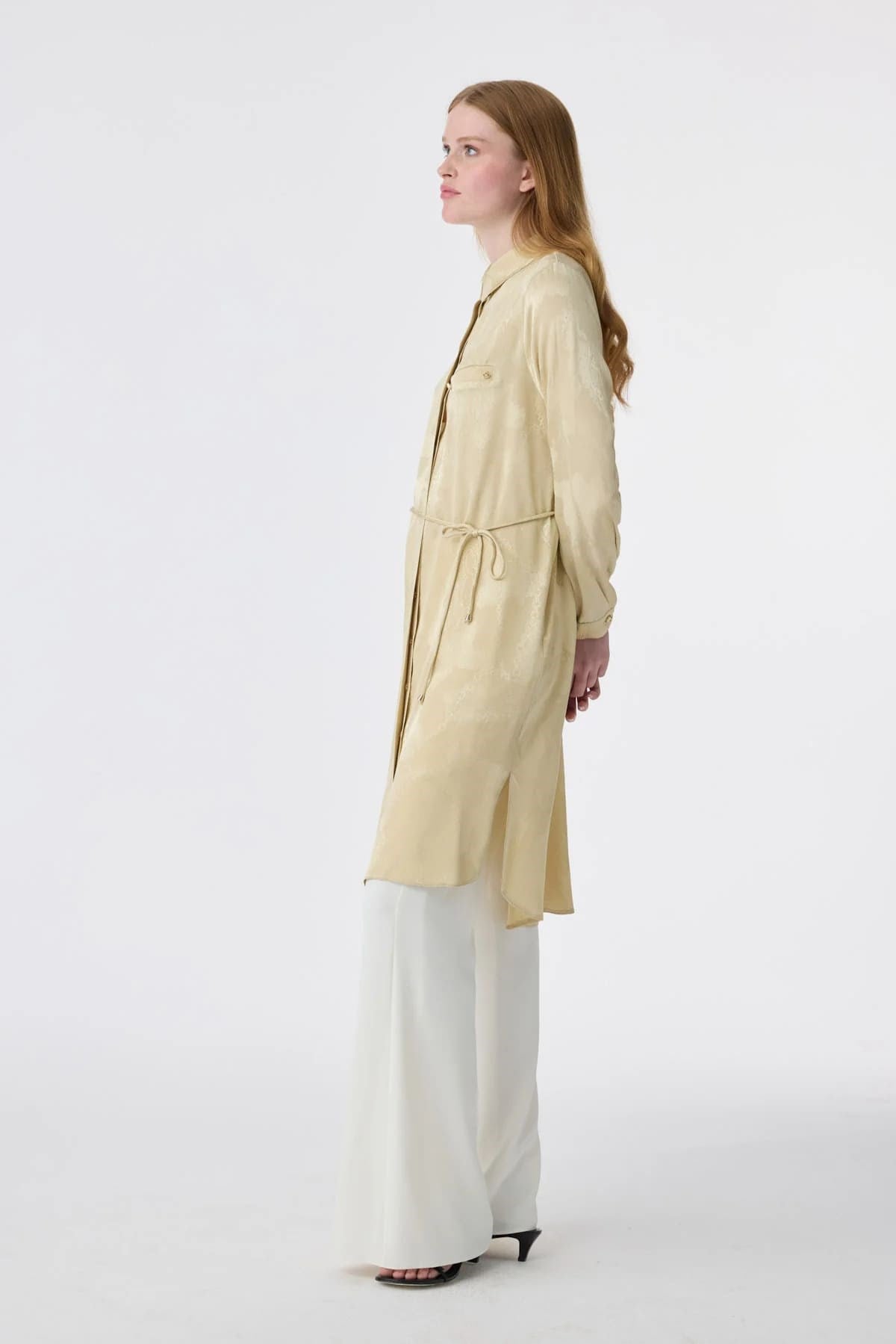 Jakarlı Bağlama Detaylı Gold Tunik 1675