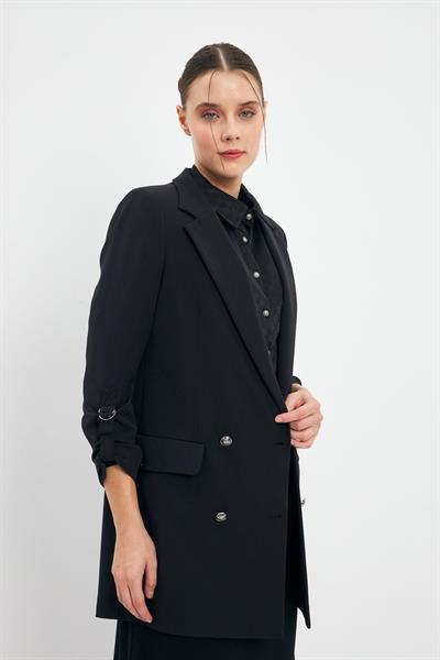 Kol Detaylı Siyah Ceket 0002