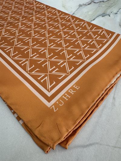 Monogram Desenli Polyester Twill Eşarp 0081