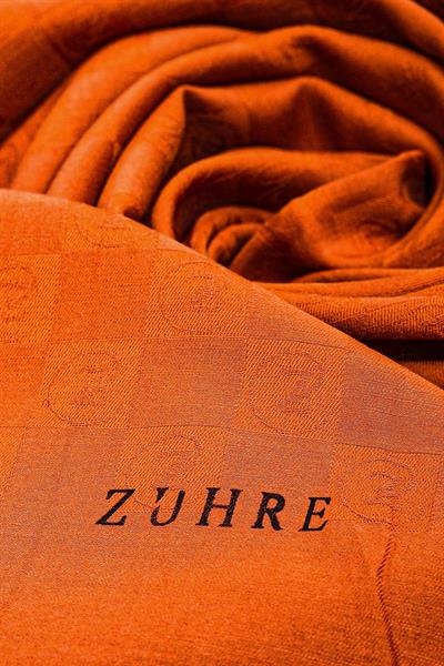 Monogram Desenli Kiremit Seher Şal 0106