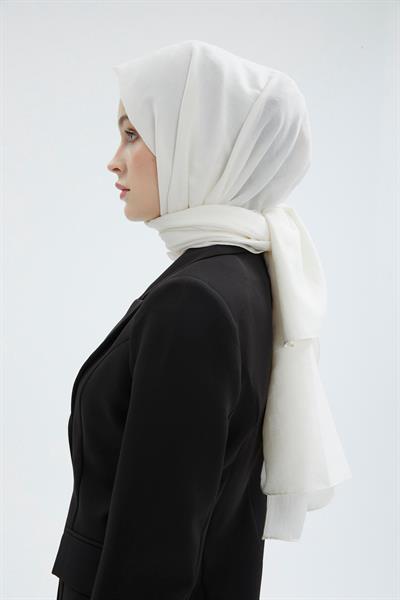 Monogram Desenli Ekru Seher Şal 0106