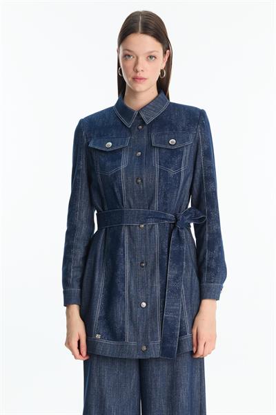 Kuşaklı Spor Lacivert Ceket C-0159