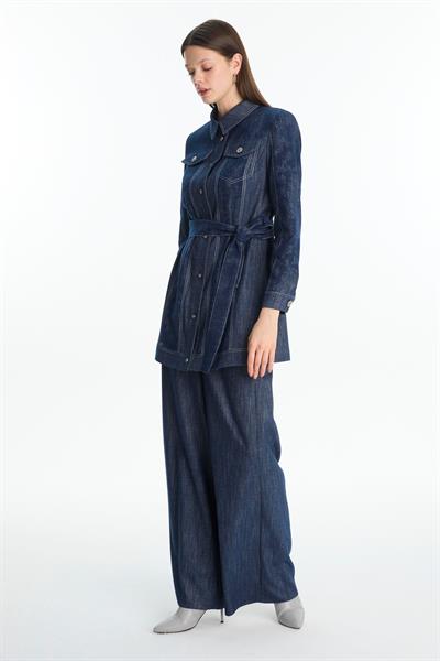 Kuşaklı Spor Lacivert Ceket C-0159