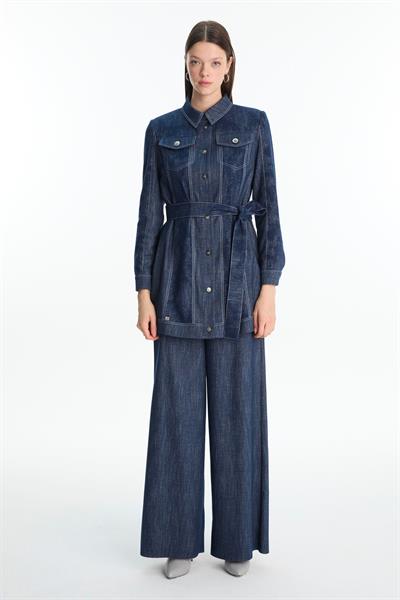 Kuşaklı Spor Lacivert Ceket C-0159