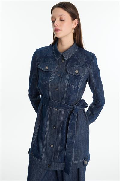 Kuşaklı Spor Lacivert Ceket C-0159