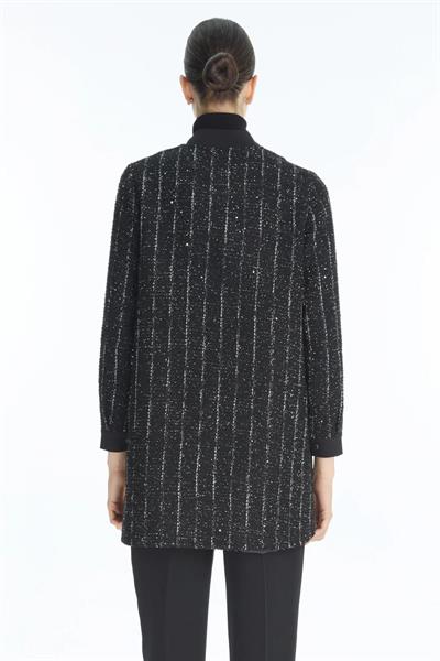 Çizgili Fermuarlı Ceket Siyah Ceket 0165