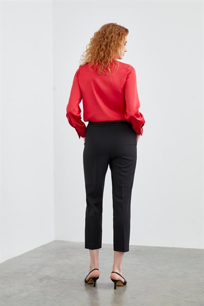 Yüksek Bel Siyah Kumaş Pantolon P-0200