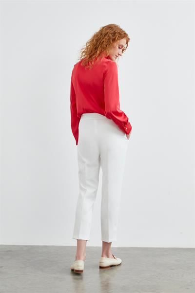 Yüksek Bel Ekru Kumaş Pantolon P-0200