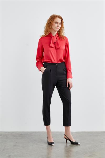 Yüksek Bel Siyah Kumaş Pantolon P-0200