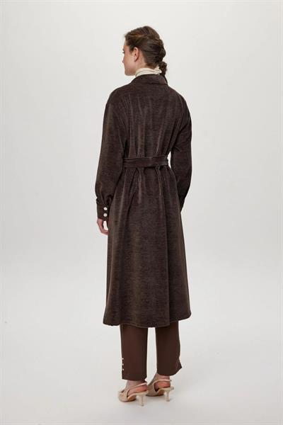 Broş Detaylı Kuşaklı Kahve Giy Çık GÇ-0217