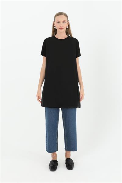 Kadın Basic Uzun T-Shirt Siyah 10271