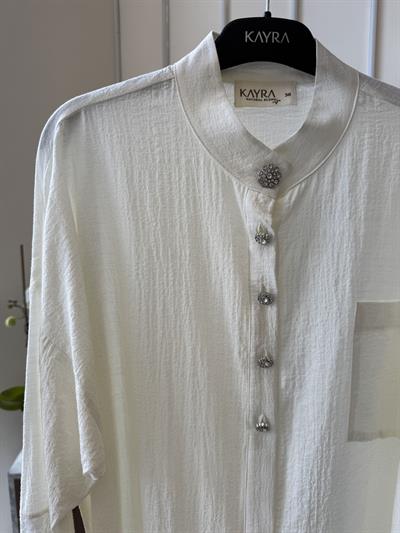 Dantel Detaylı Ekru Gömlek 11023