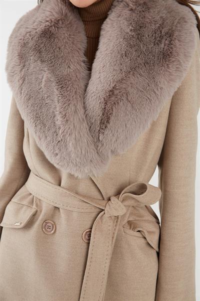 Kürk Detaylı Kaban Latte 12358