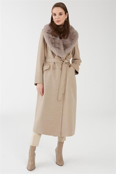 Kürk Detaylı Kaban Latte 12358