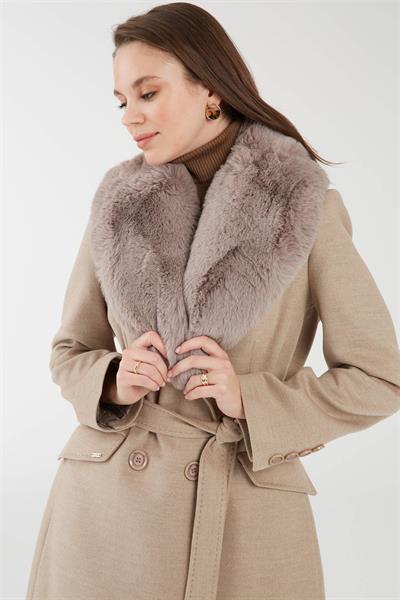 Kürk Detaylı Kaban Latte 12358