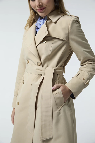 Kruvaze Yaka Tam Boy Bej Trençkot 12528