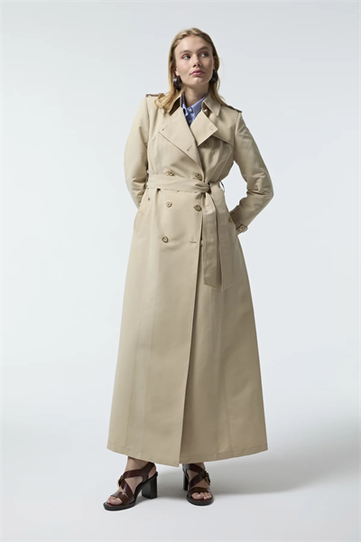 Kruvaze Yaka Tam Boy Bej Trençkot 12528