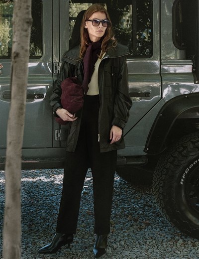 Geniş Yaka Suni Deri Ceket Siyah 13113