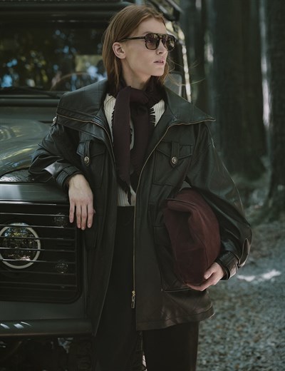 Geniş Yaka Suni Deri Ceket Siyah 13113