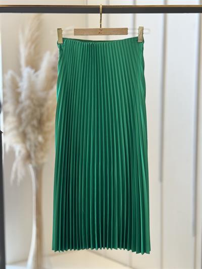 Piliseli Saten Yeşil Etek 1352