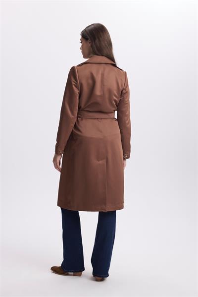 Kruvaze Yaka Düğme Detaylı Kahve Trençkot 13548