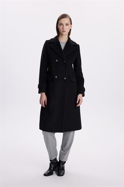 Kuşaklı Uzun Siyah Kaban 13570