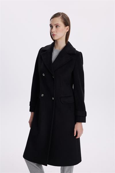 Kuşaklı Uzun Siyah Kaban 13570