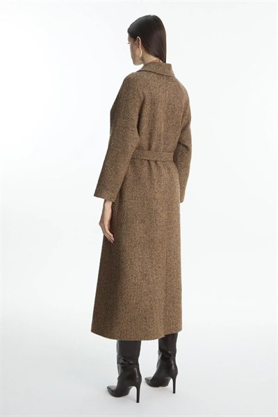 Yaka Detaylı Kuşaklı Taba Manto 13871