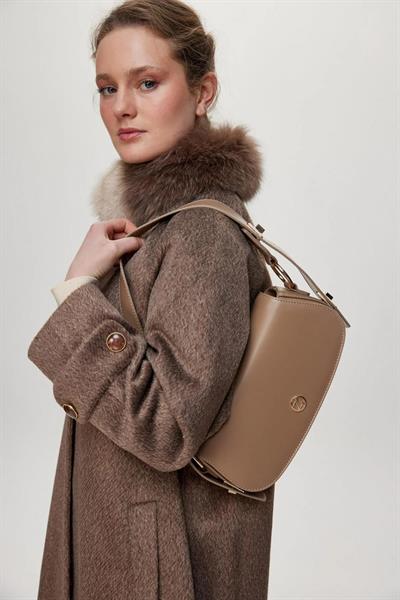 Kürk Yaka Kaşe Kahve Kaban 13998