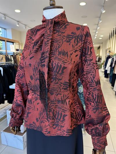 Yaprak Desenli Bordo Bluz 1400