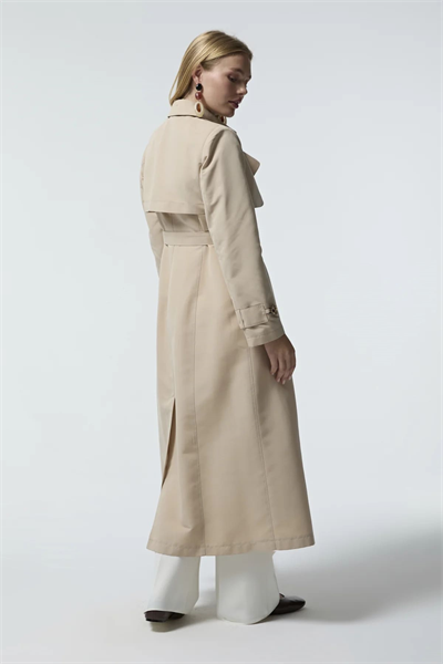 Kol Detaylı Kruvaze Yaka Taş Trençkot 14043