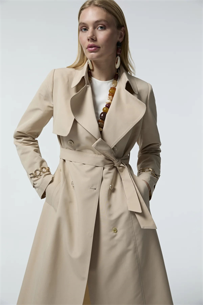 Kol Detaylı Kruvaze Yaka Taş Trençkot 14043