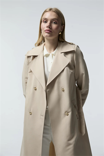 Kemer Detaylı Kruvaze Yaka Taş Trençkot 14049