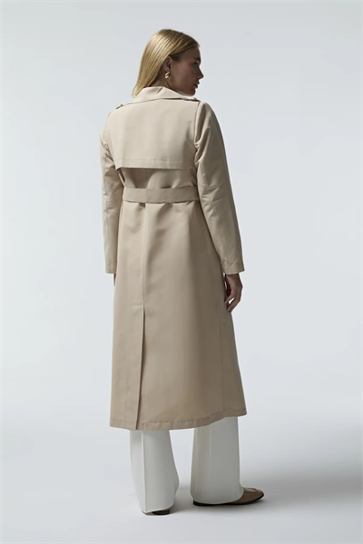 Kemer Detaylı Kruvaze Yaka Taş Trençkot 14049