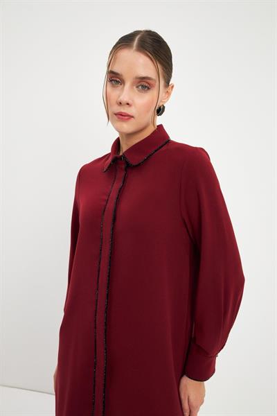 Şerit Detaylı Bordo Tunik 1498