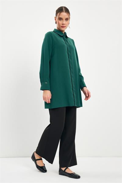 Şerit Detaylı Zümrüt Tunik 1498