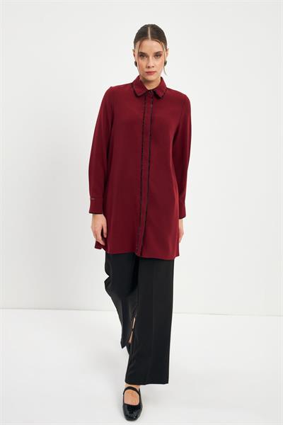 Şerit Detaylı Bordo Tunik 1498