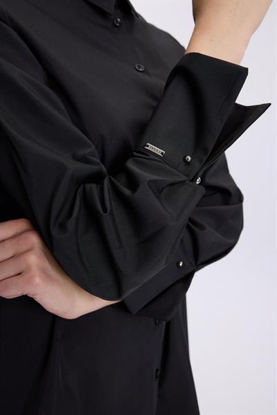 Kol Düğmeli Siyah Poplin Tunik 1506