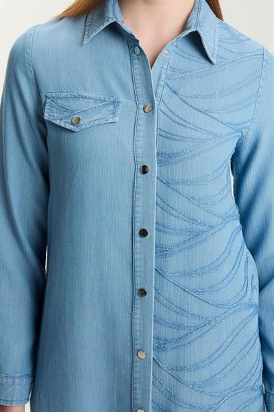 Desenli Uzun Denim Tunik 1556