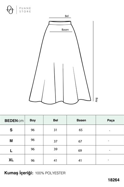 Gizli Fermuarlı Açılmlı Etek Siyah 18264