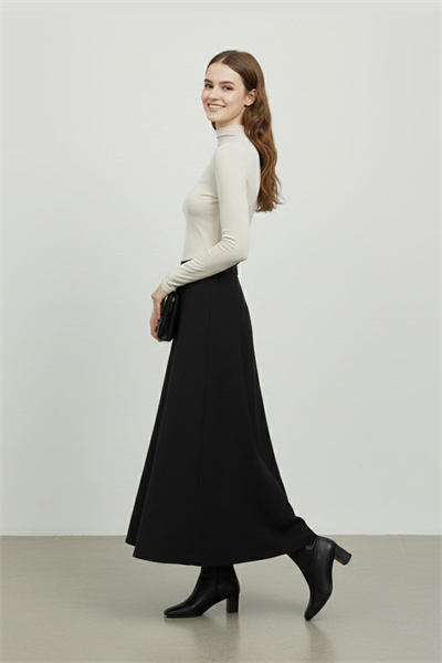 Gizli Fermuarlı Açılmlı Etek Siyah 18264