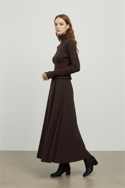 Gizli Fermuarlı Açılmlı Etek Kahve 18264