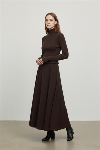 Gizli Fermuarlı Açılmlı Etek Kahve 18264