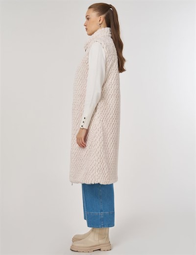 Fermuar Kapamalı Çift Taraflı Yelek Ekru 20012