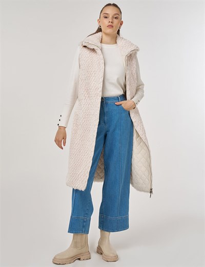 Fermuar Kapamalı Çift Taraflı Yelek Ekru 20012