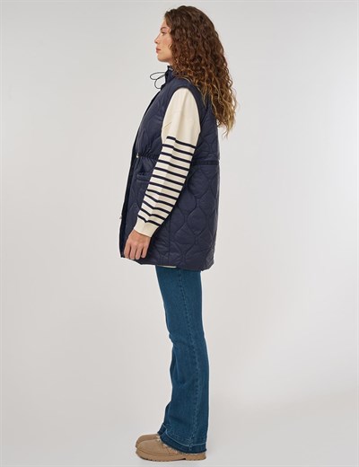 Dik Yaka Şişme Yelek Lacivert 20014